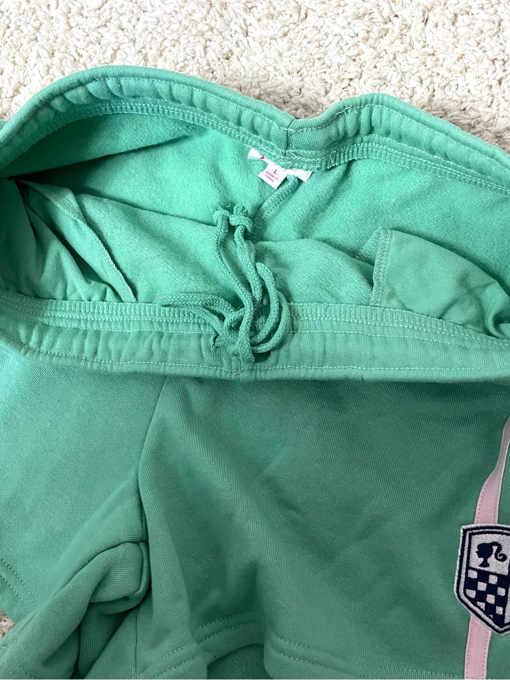 PacSun Barbie Mint Green Lounge Shorts with Light Pink Stripes - Picture 8 of 9